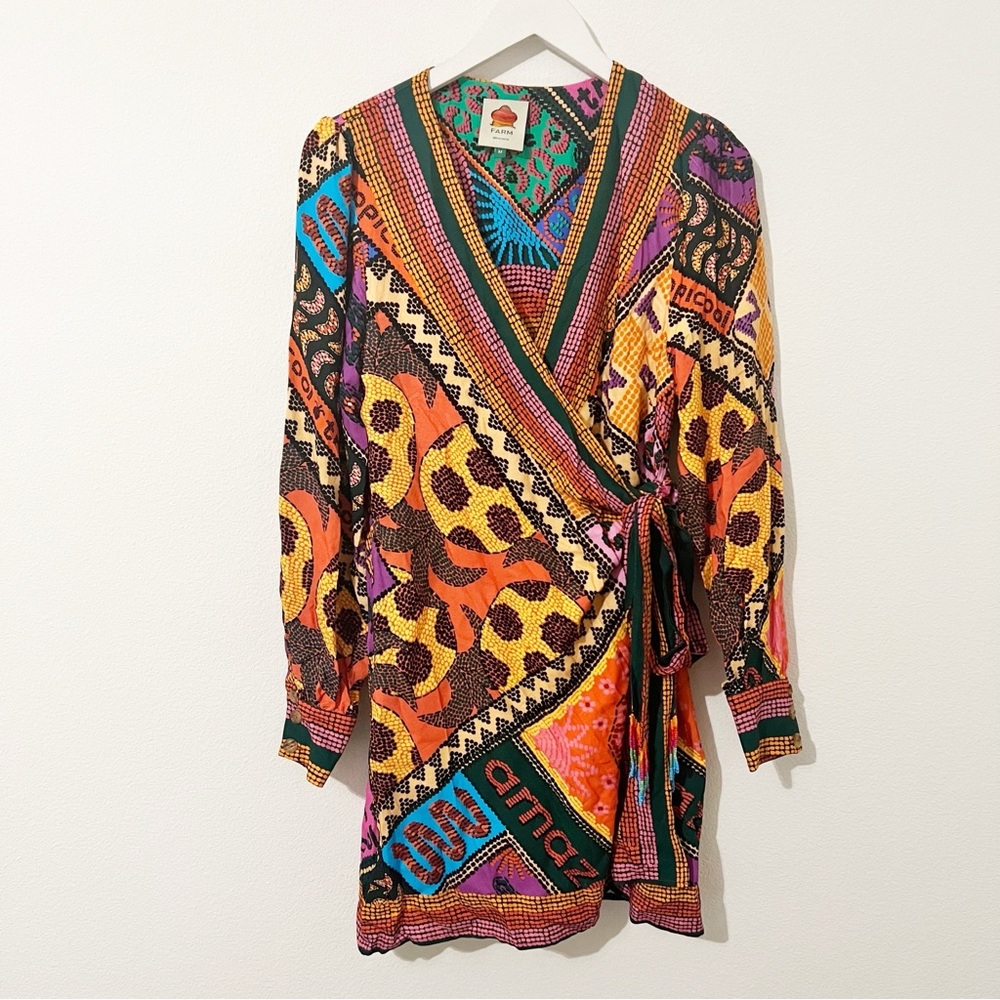 NEW Farm Rio Dotted Patch Scarf Wrap Dress Medium M - Picture 2 of 11